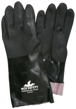 Double Dip Sandy Black PVC, 14" Premium, Jersey Lined, Guantlet Cuff, ActiFresh®