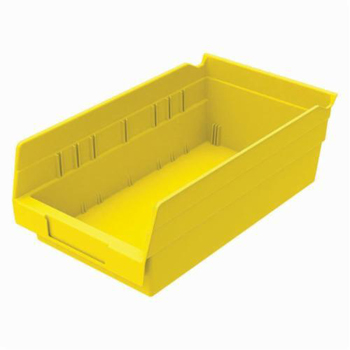 Akro-Mils® 30130YELLO Shelf Bin, 11-5/8 in L x 6-5/8 in W x 4 in H, 128 cu-in, Yellow