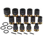Klutch 1/2in.-Drive Impact Socket Set, 14 Pcs., Metric, Chrome Molybdenum