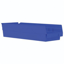 Akro-Mils&reg; 30138BLUE Shelf Bin, 17-7/8 in L x 6-5/8 in W x 4 in H, 176 cu-in, Blue