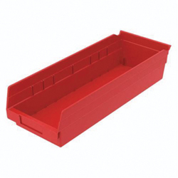 Akro-Mils&reg; 30138RED Shelf Bin, 17-7/8 in L x 6-5/8 in W x 4 in H, 176 cu-in, Red
